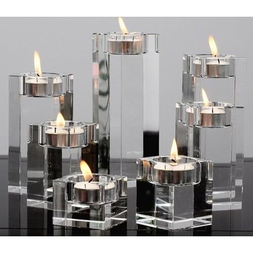 Crystal Glass Creative Romantic Candle Holders Tealight Candlestick Wedding Decorations Home Party Ornaments Desktop Candlestick