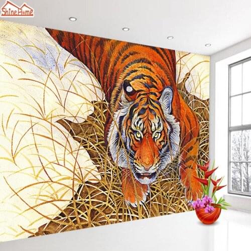 ShineHome-Cartoon Wallpapers for Living Room 3 d Boys Wallpaper 3d Wall Paper Tiger Painting Mural Rolls Home Walls Decoration