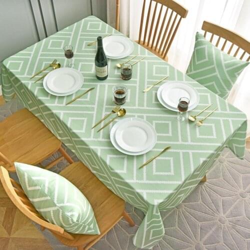 Geometric Printed Tablecloth for Dining Table Grey Blue Cabinet Cover Coffee Waterproof Table Decoration