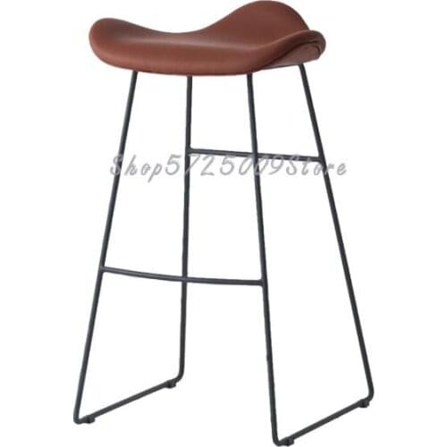 Northern Europe Modern Iron Front Desk Bar Chair Simple Light Luxury Household Bar Stool Retro Leisure Restaurant High Foot Bar