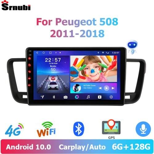 Srnubi 2 Din Android 10 Carplay Auto Car Audio Radio Multimedia Video Player for Peugeot 508 2012 2013 2014 - 2018 Speakers DVD