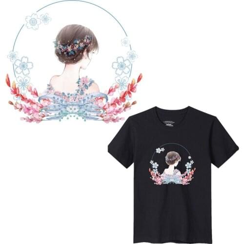 Flower Girl Ironing Stickers Heat Transfer Vinyl Patch Thermal Iron On Transfer For Clothes Baby Tshirt Cartoon Appliques