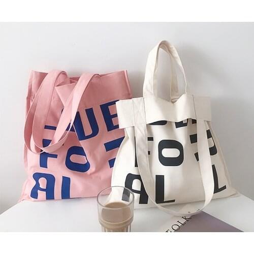 Letter Love for All Printing Ladies Large-Capacity Totes Women Shoulder Bags Art Shopping Bag for Female Girl Simple School Bags