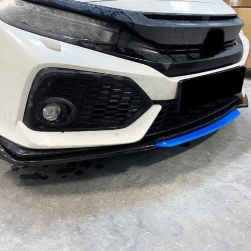 Universal Front Bumper Lip For Honda Civic FC5/FK7 Blue Color and Glossy Black Product Surface 4 Pieces Abs plastic