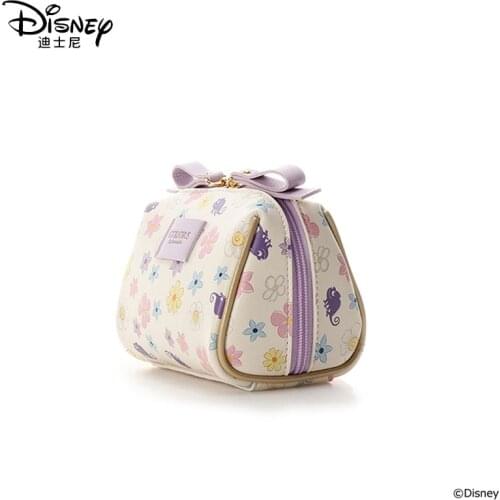 Disney Girl Cosmetic Bag Waterproof Ladies Travel Cosmetic Bag Rapunzel Zipper Pouch Women Make Up Bag Wash Bag Flowers Princess