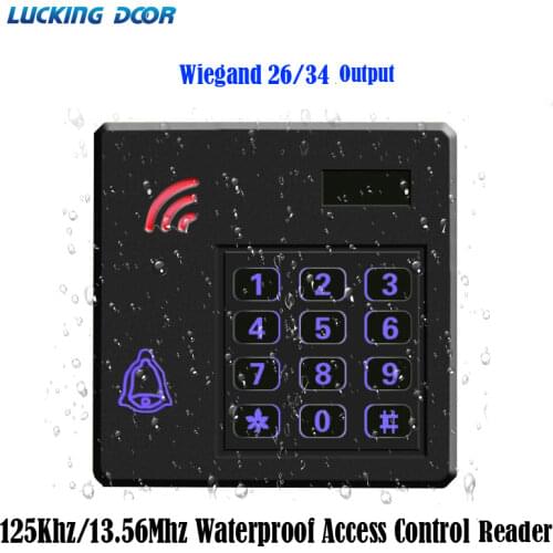 Waterproof RFID 125Khz/13.56Mhz ID IC Access Control Reader Entry Access Control Keyboard wiegand 26 34 Output Reader No User
