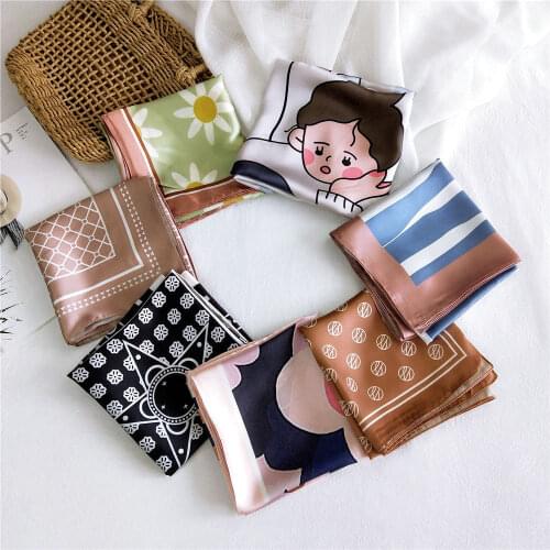 Choice Small Square Imitation silk Scarf Shawls For Ladies Elegance Neckerchief Professional Chic Hair Band Clothing Accessories