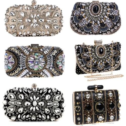 Womens Evening Clutch Bag Party Purse Luxury Wedding Clutch For Bridal Exquisite Crystal Ladies Handbag Apricot Silver Wallet