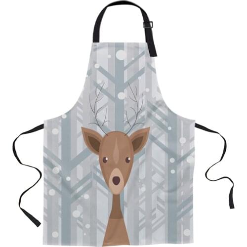 Winter Snowing Forest Deer Cartoon Aprons for Women Men Kid Cooking Baking Apron Kitchen Utility Equipment Accessories