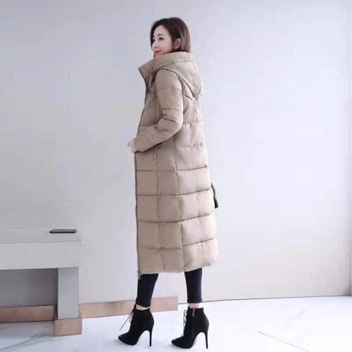 Winter Jacket Women Parka Coat Casual Thickened Long Down Cotton Jacket Plus Size Long Hooded Cotton Coat Female