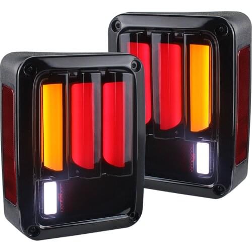 1 Pair LED Tail Lights DRL Brake Turn Signal Rear Taillight Assembly Lamp For Jeep Wrangler JK 2007-2017