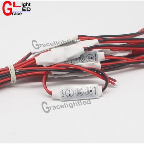 10pcs/lot mini 3 Keys Dimmer Controller DC 12V For Single Color 5050 3528 Led Light Strip