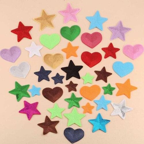 10PC/bag sequins Embroidered Cloth Paste Heart and Star Shaped Handmade Craft Sewing Garment Materials Clothes Bags and Shoes