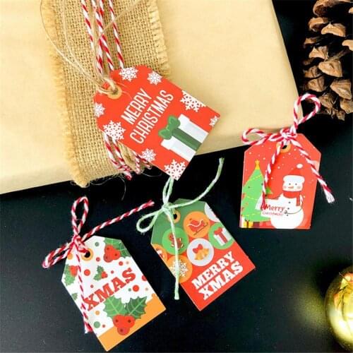 144Pcs Christmas Kraft Paper Tags Gift Labels Handmade Baking Hanging Cards DIY Hanging Wrapping Crafts Xmas Birthday Decor