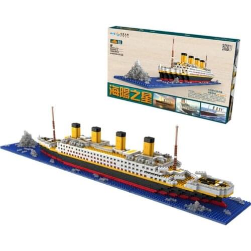 1860 Pcs Titanic Cruise Ship Model Boat Building Block Set Micro Mini DIY Assembling Blocks Toys