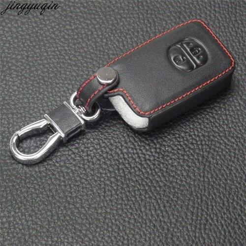Jingyuqin 2 Btns Remote Leather Car-Styling Key Cover Case For Toyota Camry Highlander Crown Remote Smart Key