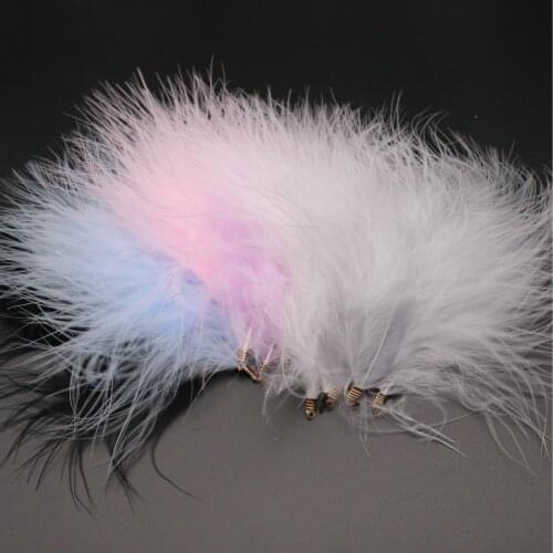 20pcs 4-6Inches 8-15CM White Turkey Feathers Clip Fluffy Plume Wedding Party DIY Jewelry Decor Accessories Marabou Feather Trim