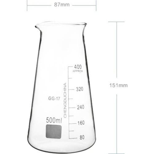 500ml Conical Three-corner Beaker Chemistry Laboratory Borosilicate Triangle Transparent Glass Beaker with spout FREE SHIP