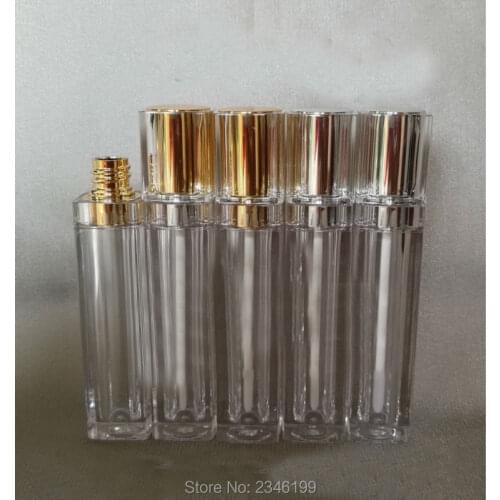 8ML 40pcs/lot Square Shape Lip Gloss Tube with Silver/Gold Cap Lipstick Packaging Bottle, Empty Lip Balm High Quality Container