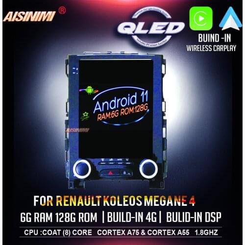 AISINIMI Android 11 Car Dvd Navi Player For Renault Koleos Megane 4 Car audio for Tesla Style gps Multimedia Stereo Monitor