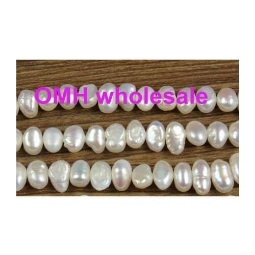OMH wholesale 5x6mm Natural Cultured Freshwater drop Pearl Beads, A Grade Great for Jewelry Making, Loose Beads ZL673