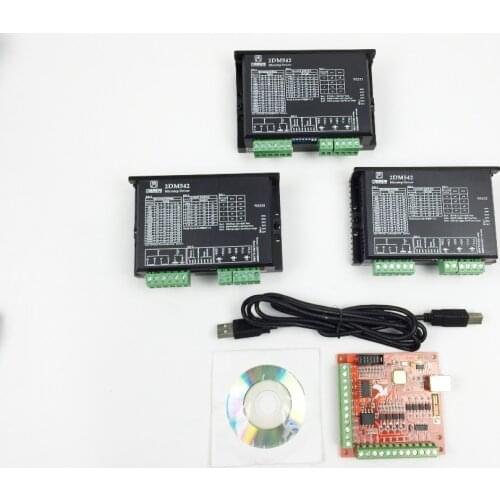 CNC mach3 usb 3 Axis Kit, 2DM542 3 Axis Driver replace M542,2M542 + mach3 4 Axis USB CNC Stepper Motor Controller card 100KHz