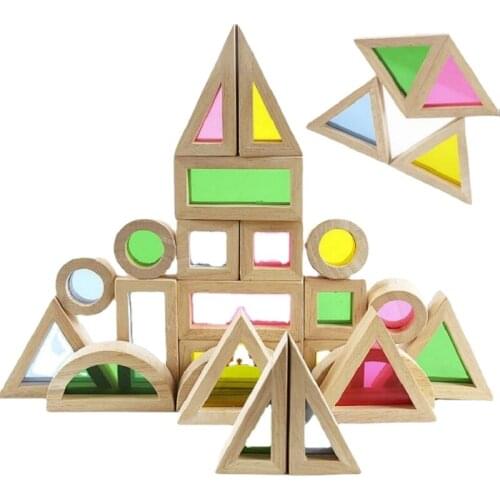 Wooden Rainbow Stacking Blocks Creative Colorful Learning And Educational Construction Building Toys Set For Kids For Ages 2