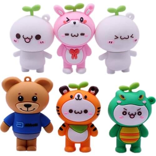 Pendrive cartoon animals pen drive 128gb memoria usb stick cute rabbit/bear usb flash drive 4gb 8gb 16gb 32gb 64gb flash disk