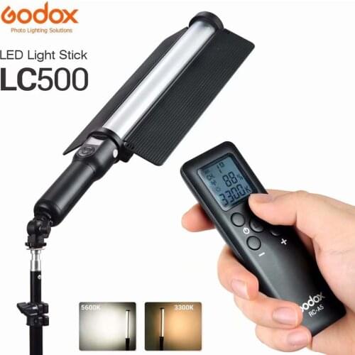 Godox LC500 Handle LED Light Stick 3300K-5600K Adjustable Built-in lithiunm Battery + Remote Control Lightting + AC Power Charge