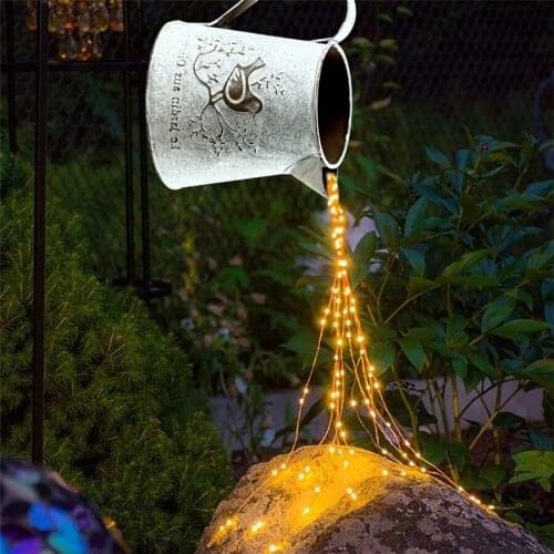 Watering Can LED String Lights Star Shower Garden Lamp Waterproof Fairy Solar Light Ornament Copper Wire Outdoors Hanging Lights