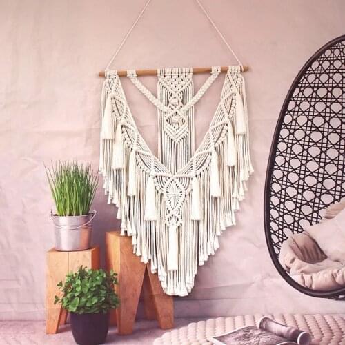 Macrame Wall Hanging Tapestry Hand-Woven Wall Decor Boho Decoration Chic Room Bedroom Geometric Decor Macrame Tapestry Home Dec