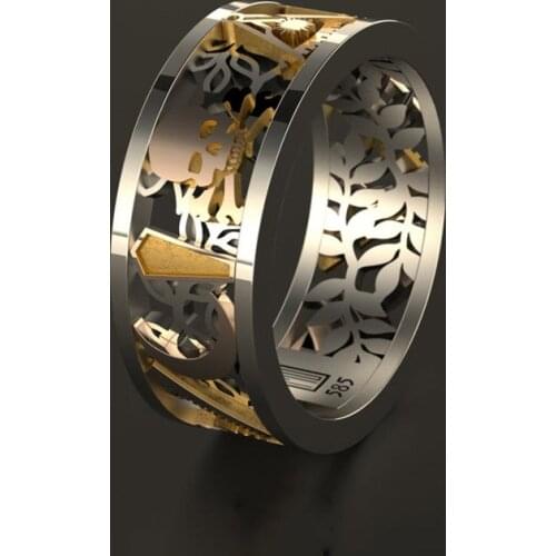 Fashion Gothic Skull Head Rings For Men Jewelry Party Gift Finger Rings Bohemian Punk Style Skeleton Shaped Ring D5M803