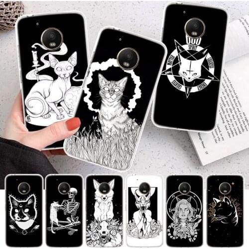 Witch And Cat Custom Soft Cover Phone Case For Motorola Moto G7 G9 G8 G6 G5 E6 E5 One Action Macro Power Plus Play EU + Coque