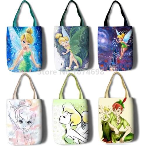 New Fairy Peter Pan Girls Women Canvas Shoulder Bags Large Handbag Cute Cartoon School Book Shopping Bag