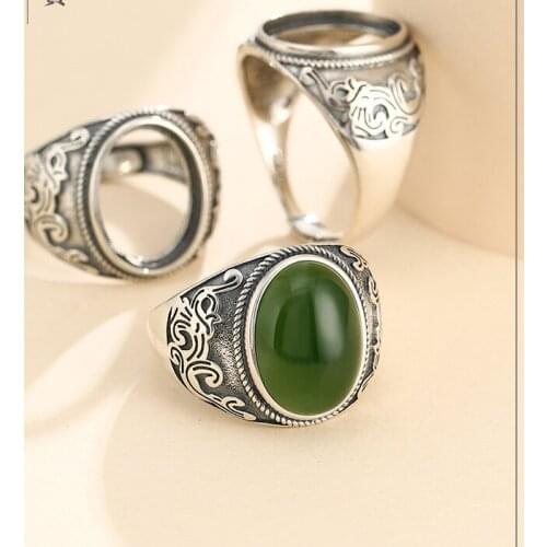 12*16mm 925 STERLING SILVER mens Semi Mount Bases Blanks base blank Pad VINTAGE ring Setting set jewelry (without stone) A5478