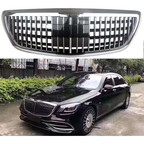 Front Bumper Racing Grill Billet Grille Cover For Mercedes-Benz W222 S-Class 2014-2019 Maybach Style