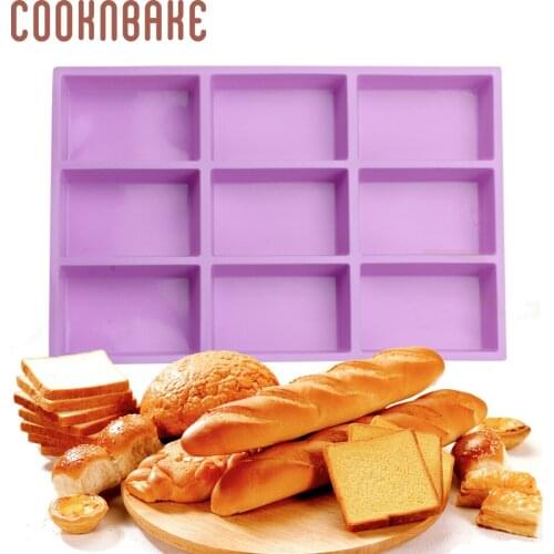COOKNBAKE Rectangular Silicone Cake Mold 9 Cavity Silicone Bread Pan Toast Baking Tool Small Cake Mould Non-stick