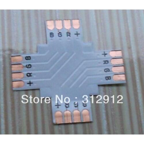 10mm width 4pin + type PCB connector, used for 10mm 5050 led rgb strip connection