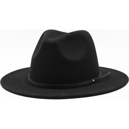 Simple Women Men Wool Vintage Gangster Trilby Felt Fedora Hat With Wide Brim Gentleman Elegant Lady Winter Autumn Jazz Caps