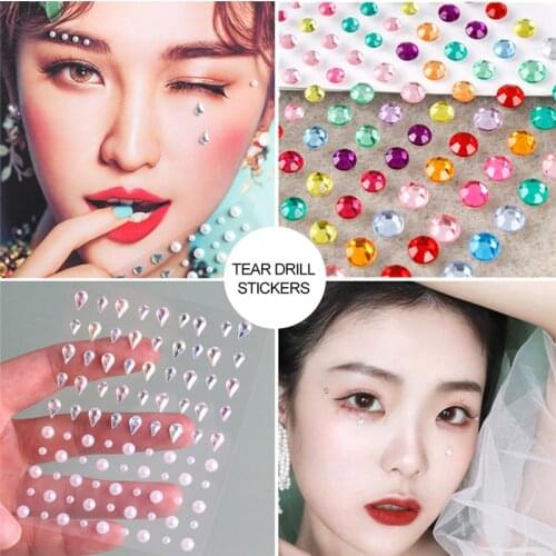 Tattoo Sticker Glitter Diamond Makeup Eyeliner Eyeshadow Face Rhinestone Sticker Jewelry Eyes Makeup Crystal Stickers