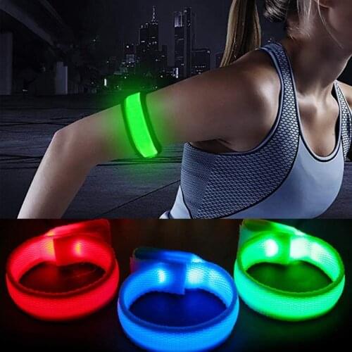 Outdoor LED Glowing Bracelets Sport Flashing Wristbands Adjustable Wrist Strap For Runners Joggers Cyclists Bike Warnning Light