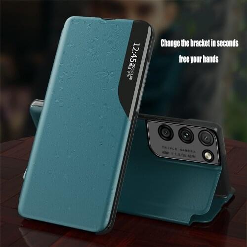 Smart Window View Leather Cover For Samsung Galaxy S21 S20 Ultra Plus FE Note 20 A72 A52 A32 A12 A21S A51 A71 Phone Case Fundas