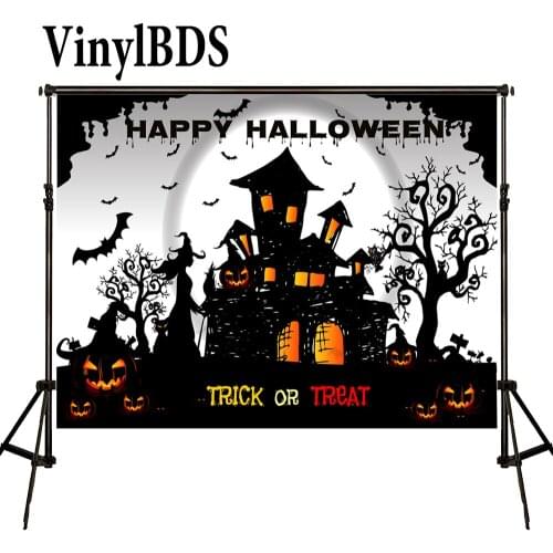 VinylBDS Backdrops Halloween Pumpkin Backdrop Cartoon Photography Backdrop TRick or Treat Background for Photo Studio