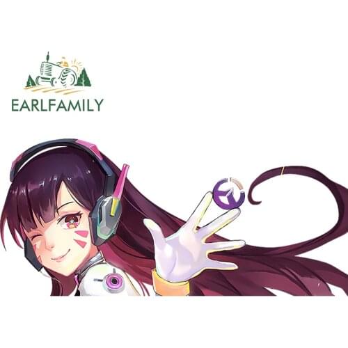 EARLFAMILY 13cm x 5.9cm for Overwatch Anime Sexy Girl D.Va Windshield Car Stickers Refrigerator Decal Windows RV Vinyl Car Wrap