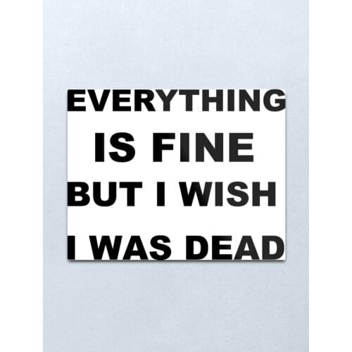 Everything is fine but I wish I was dead. Metal Print Tin Sign Vintage Metal Wall Sign Plaque Retro Garage Shed Car