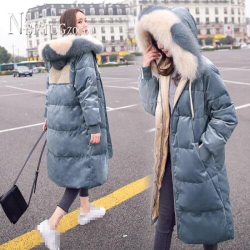 Fashion Long Style Thick Colorful Faux Fur Collar Women Parkas 2020 Winter New Korean Velvet Female Jacket