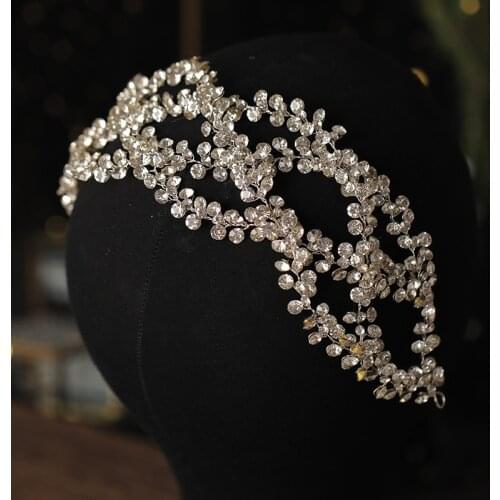 Luxury Silver Color Tiaras Headbands Full Rhinestone Crystal Women Hairbands Wedding Hair Vines Elegant Hair Accessories Gifts