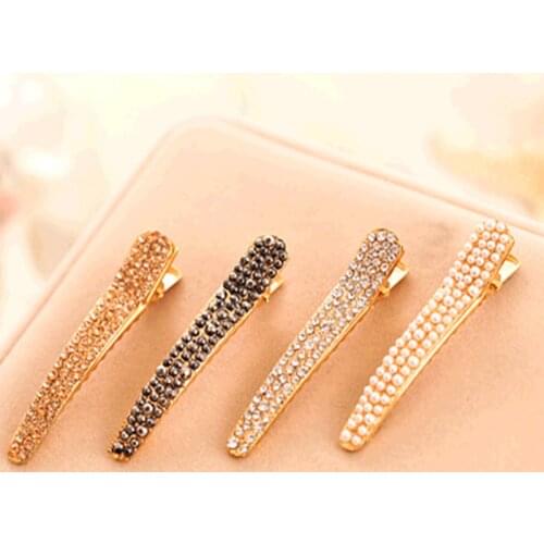 Golden Black White Champagne Artificial Pearl Rhinestone Alloy Headwear Hair Accessories Clip Barrettes Hairgrips for Women