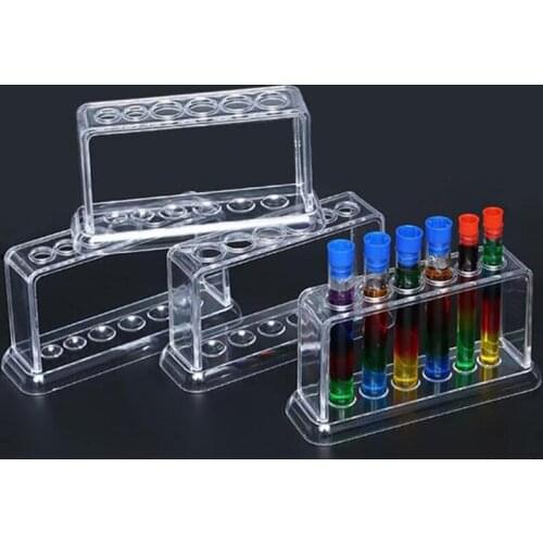 1pc Transparent Plastic Clear Test Tube Rack 6 Holes Stand Lab Test Tube Stand Shelf 16.7*8*3cm