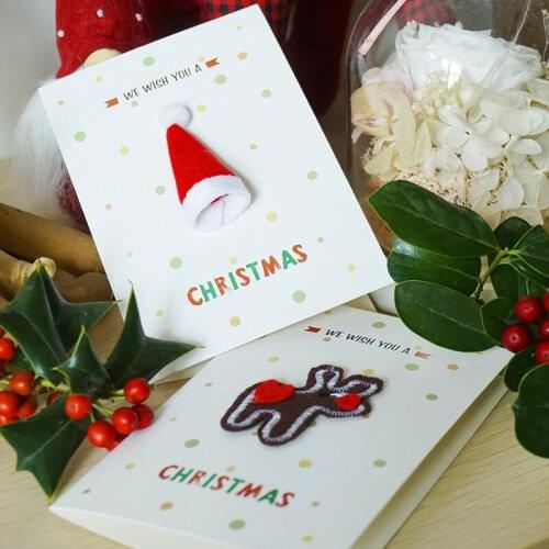 10pcs Handmade 3D Creative Felt Santa Hat Elk DIY Christmas Card Christmas Wish Card Greeting cards invitation cards